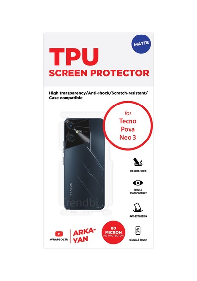 Tecno Pova Neo 3 Mat Arka Ve Yan Koruyucu Tpu Film