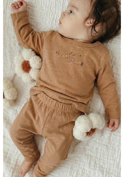 Cigit Baskılı Mevsimlik T-shırt 0-4 Yaş Camel Camel