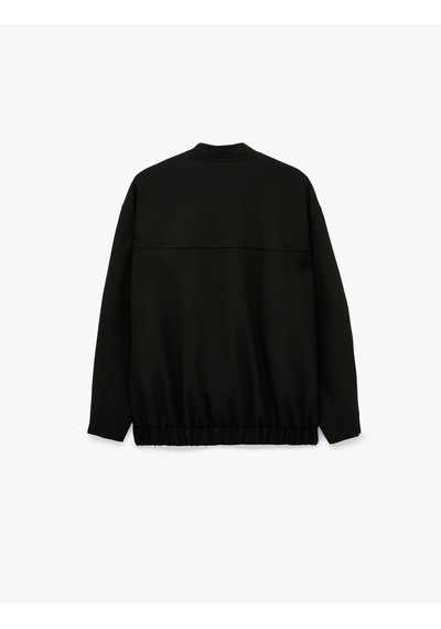 Koton Cepli Kolej Yaka Uzun Kollu Oversize Bomber Ceket Siyah 7wak20400ew