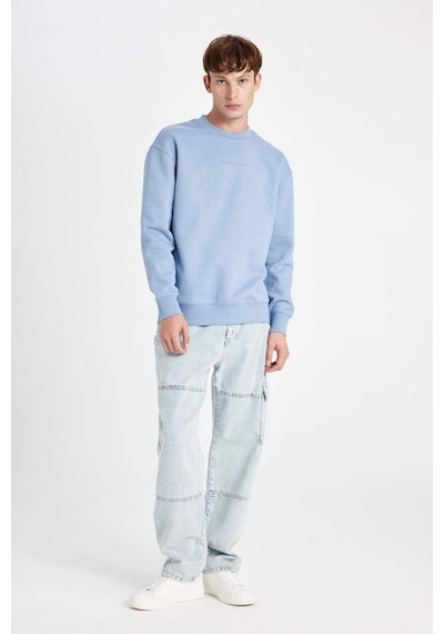 Defacto Boxy Fit Bisiklet Yaka Baskılı Sweatshirt X8282AZ24AUBE797 Mavi Defacto Boxy Fit Bisiklet Yaka Baskılı Sweatshirt X8282AZ24AUBE797 Mavi