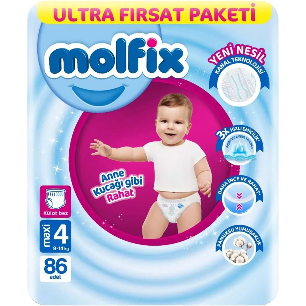 Molfix Külot Bebek Bezi 4 Beden Maxi 86'lı Ultra Fırsat Paketi