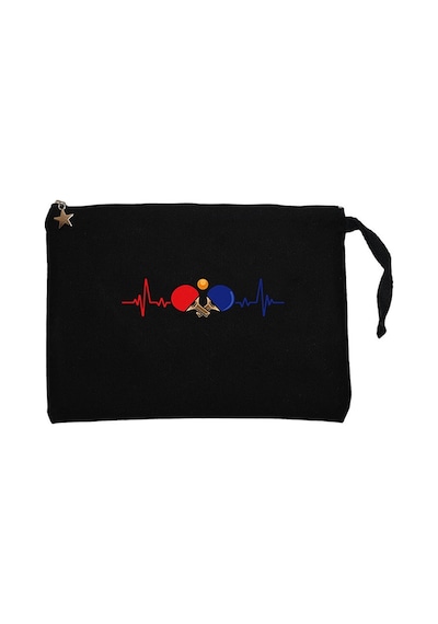 Ping Pong Heartbeat Siyah Clutch Astarlı Cüzdan / El Çantası Siyah