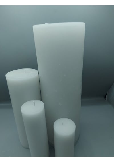 Soya Parafinli Beyaz 1 Adet 130-140 Saat Yanma Süreli Çap:10 Cm Boy:20 Silindir Blok Mum Beyaz Beyaz
