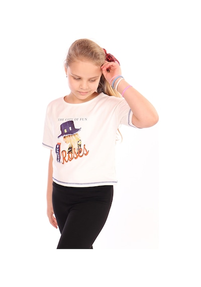 Toontoy Kids Toontoy Kız Çocuk Roses Yazı Baskılı Tişört Ekru