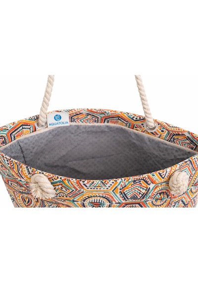 Kadın Otantik- Renkli - Fermuarlı- 50 35 Cm- Aquatolia Plaj Çantası Çok Renkli