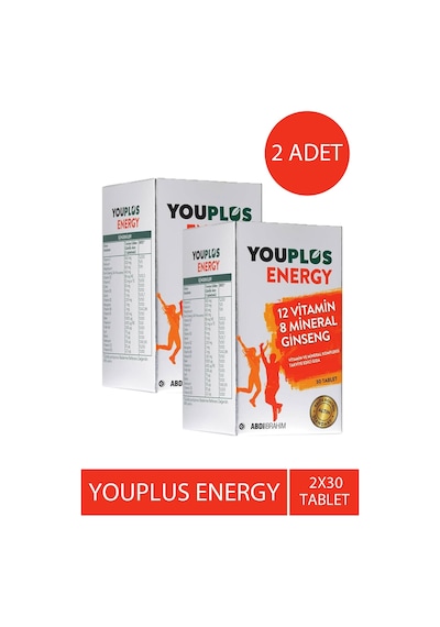 Youplus Energy Vitamin Mineral Kompleksi 30 Tablet 2 Adet