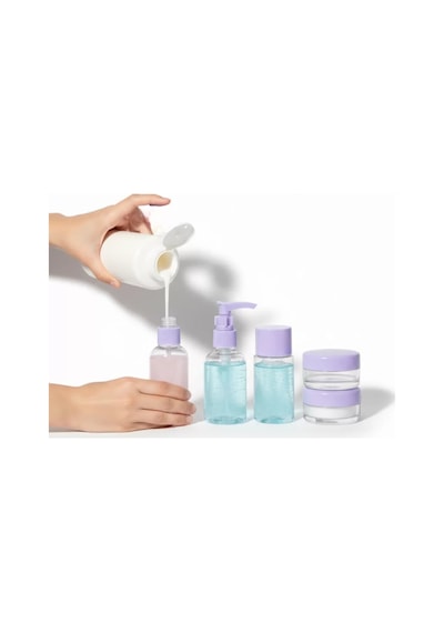 5 Parça Şeffaf Seyahat Kozmetik Seti 30 Ml Çok Renkli