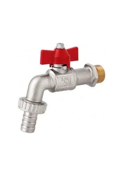 1/2" Nikel Kaplamalı Pirinç Bahçe Musluğu, Metal Hortum Bağlantısı