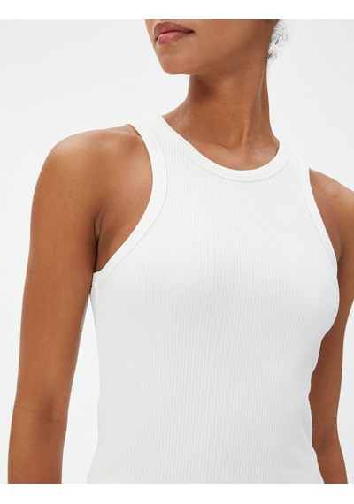 Koton Halter Yaka Fitilli Atlet Basic Biye Detaylı Pamuklu Ekru 3sal30167ık Ekru