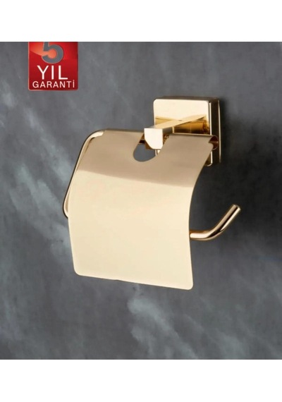 İsaoğlu Yapı Gold Tuvalet Kağıtlığı Gold Premium Kağıtlık Kapaklı Tasarım Pirinç Gold