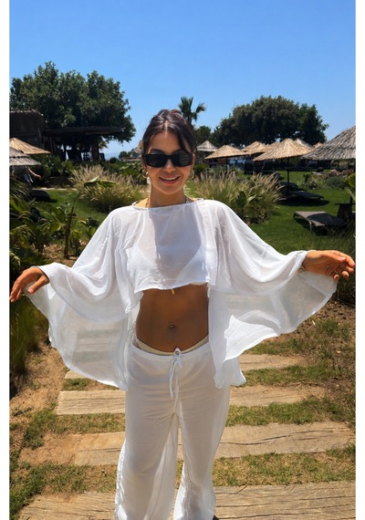Gigi Wardrobe Kuğu Beyaz Şifon Takım Beyaz Beyaz