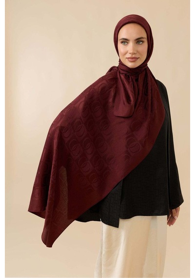 Imannoor Dama Desen Bordo Naia Pamuk Şal 70x200 Bordo-burdgundy