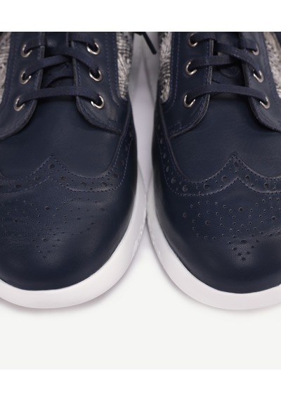 Yargıcı Hasır Detaylı Deri Sneakers 24yeay4468x 004 Lacivert