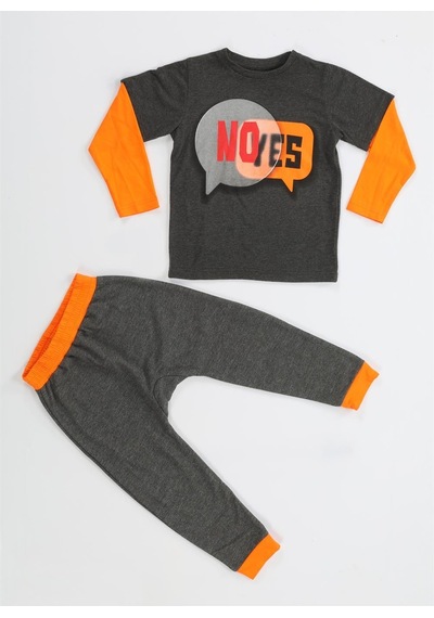 Casabony Yes No Antrasit Baggy Pantolon + T-shirt Takım-antrasit Antrasit