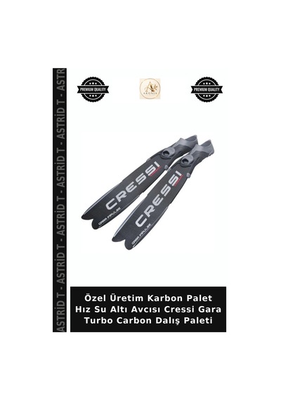 Özel Üretim Karbon Palet Hız Su Altı Avcısı Cressi Gara Turbo Carbon Dalış Paleti Black