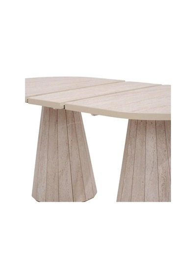 Ligna Traverten Açılır Oval Yemek Masası 90x160+30