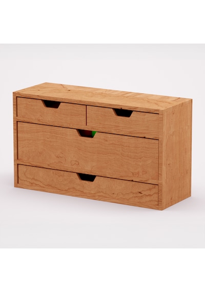 Desna Üç Katlı Dört Çekmeceli Mini Dolap 34 Cm X 12.1 Cm X 19.6 Cm Woodsaka Doğal Ahşap