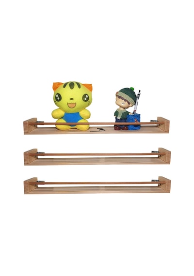 Baris-Dizayn Montessori 50Cm Dar Duvar Rafı Ahşap Kitaplık Bebek Odası Çocuk 3 Ahşap