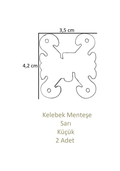 Sarı Dekoratif Kelebek Menteşe Küçük 2 Adet 4,2cm X 3,5cm