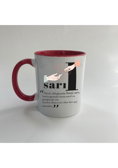 Sarıl Baskılı Kırmızı Mega Kupa