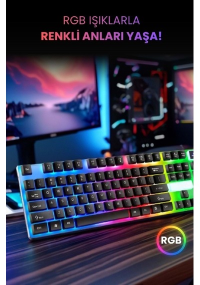 Concord C-67 Kablolu Gaming Rgb Işıklı Standart Türkçe Q Klavye & Mouse Set Optik