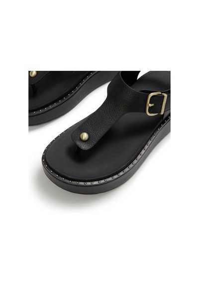 090 All Black Sandalet Kadın A3f-090 Fitflop Gen-ff Max Bucle Tumbled-leather Toe-post Sandals siyah