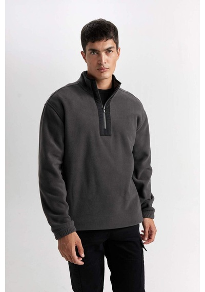 DeFacto Relax Fit Dik Yaka Fermuarlı Polar Sweatshirt D2688AX24AUAR9