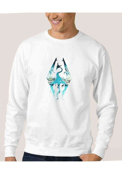 Minimalism Skyrim Background Metal Rock Music Baskılı Erkek Sweat
