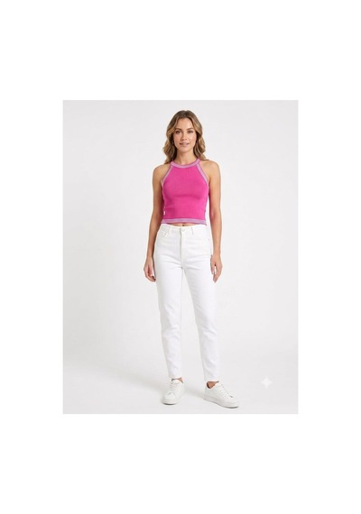 Onno Style Women Kolsuz Askılı Halter Yaka Triko Kadın Bluz Pembe
