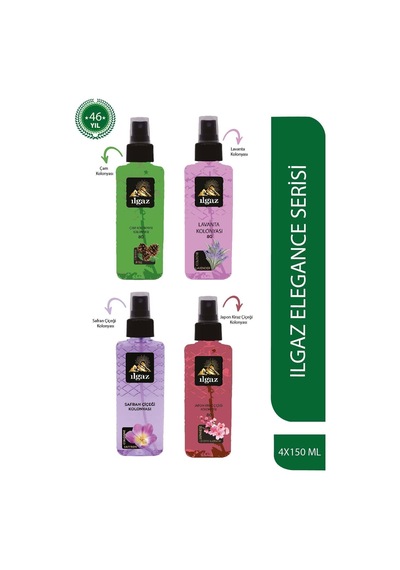 Ilgaz 80 Derece Çam + Lavanta + Safran Çiçeği + Japon Kiraz Çiçeği Kolonyası Sprey 4 x 150 ML