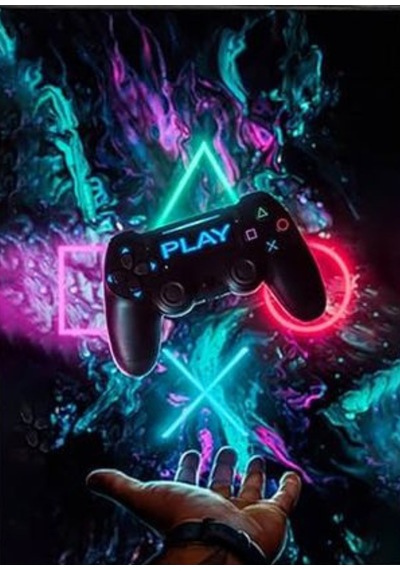 Playstation Gamepad Neon Kanvas Tablo Gamer Oyun Odası Duvar Dekorasyonu Süsü