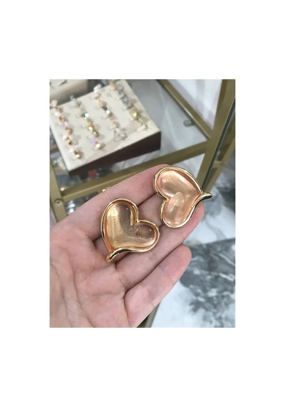 Simli Kalp Model Küpe Altın