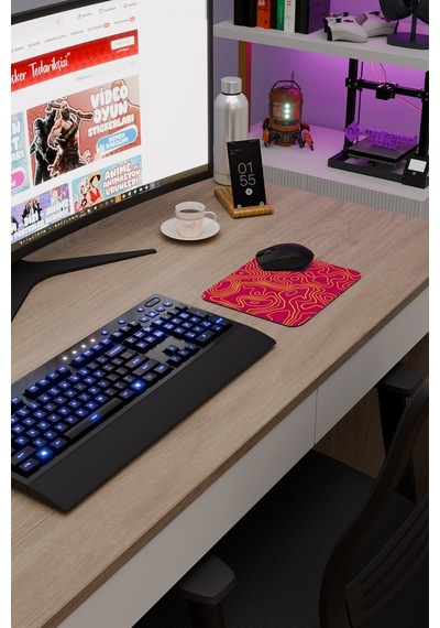 Sarı Kırmızı 22x18 Taraftar Gaming Oyuncu Mouse Pad Kaymaz Taban Küçük Fare Altlığı Topography