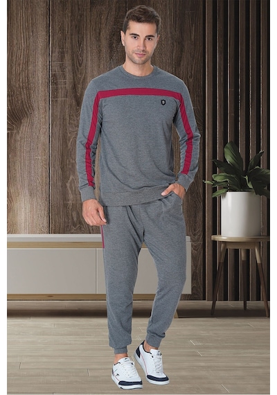 Mecit Pijama Mecit 2784 Füme Büyük Beden Erkek Pijama Takımı Füme