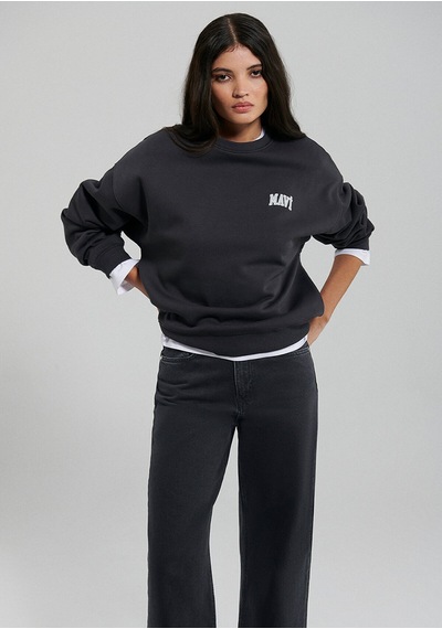 Mavi Logo Baskılı Antrasit Sweatshirt 1611600-82185 Gri