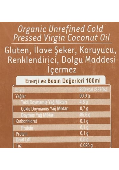 Organik Hindistan Cevizi Yağı 200 Ml