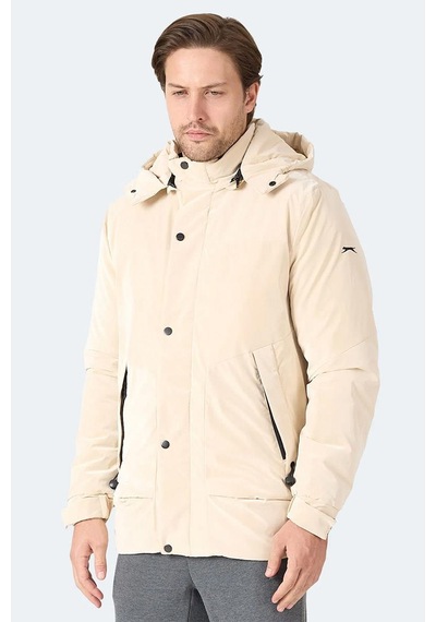 Slazenger Grım Erkek Çıkarılabilir Kapüşonlu Bej Mont & Kaban