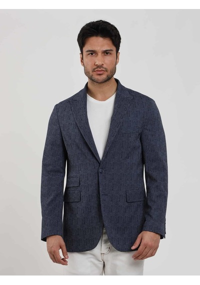 Dufy Lacivert Erkek Slim Fit Çizgili Sivri Yaka Ceket - 104442-lacivert Lacivert