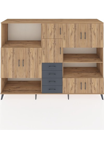 Hyperion Dolap 9 Raflı 4 Çekmeceli 8 Kapaklı 220x44x163 Çam-çam/a Çam-çam/antrasit Hyperion Dolap 9 Raflı 4 Çekmeceli 8 Kapaklı 220x44x163 Çam-çam/a Çam-çam/antrasit