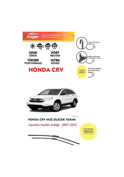 Honda Cr-v Ön Muz Silecek Silgi Silgeç Takımı 2008 Model Araca Özel Aparatsız Direk Montaj