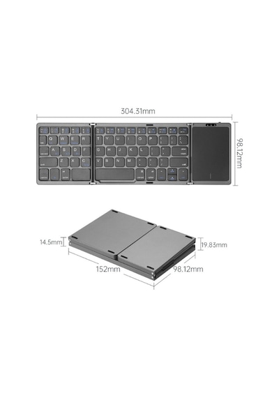Katlanabilir Beyaz Her Cihaza Bluetooth İle Uyumlu Portatif Taşınabilir Dokunmatik Mini Klavye-1395