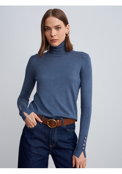 Dilvin 1268 Balıkçı Yaka Kazak-k.indigo K.indigo