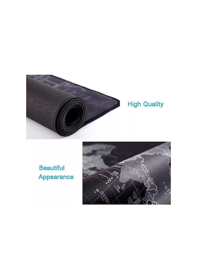 Lexroo Kuzey's Store Büyük Boy 90 X 40 Xxl Dünya Desenli Mouse Pad Kauçuk Kaymaz Alt Taban Standart