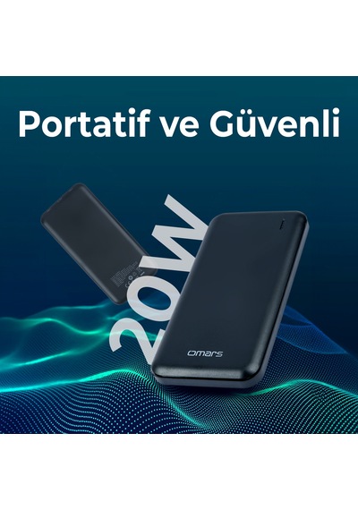 Omars 10000mah 20w Type-c Pd Ve 2 Usb-a Üç Çıkışlı Led Powerbank