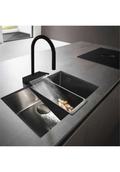 Hansgrohe Aquno Select M81 Tek Kollu Eviye Bataryası 170, Çekilebilir El Duşu, 3jet, Sbox Satin Siyah Siyah