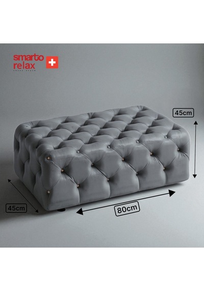 Smarto Relax Puf Swiss Style Guarda Ayaksız Kapitoneli Dekoratif 80x45x45 Cm Ayaksız Kapitoneli Dekoratif Puf Gri