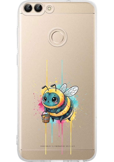 Huawei P Smart 2018 İle Uyumlu Splash Arı Tasarımlı Şeffaf Silikon Kılıf Şeffaf