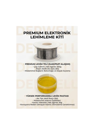 Lehim Teli 0.8mm Reçine Çekirdekli Ra Hızlı Akış Minimum Sıçrama Ve Aktif Lehim Pastası Yüksek Islatma Özelliği Hassas Bileşen Korozyon Yapmaz Profesyonel Set Lehim Teli 0.8mm Reçine Çekirdekli Ra Hızlı Akış Minimum Sıçrama Ve Aktif Lehim Pastası Yüksek Islatma Özelliği Hassas Bileşen Korozyon Yapmaz Profesyonel Set