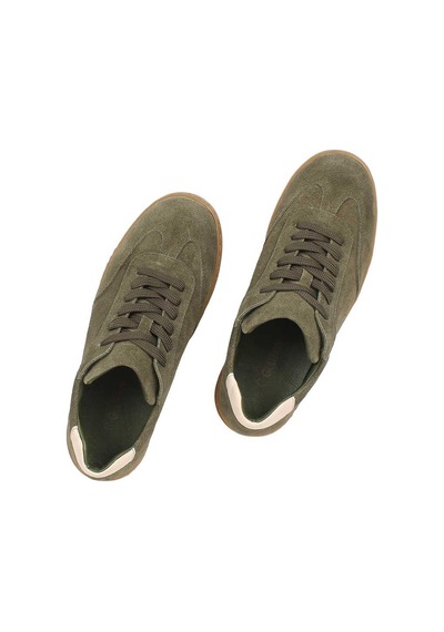 Kadın Yeşil Kalın Tabanlı Süet Deri Sneaker