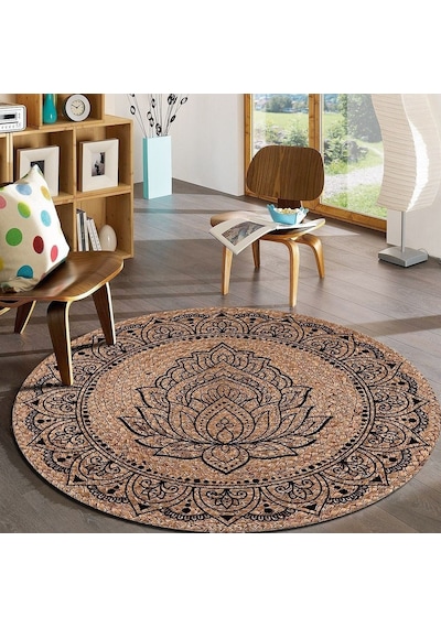 Jüt Yuvarlak Hasır Halı Yolluk Salon Oda Mutfak Halısı Ks-1059